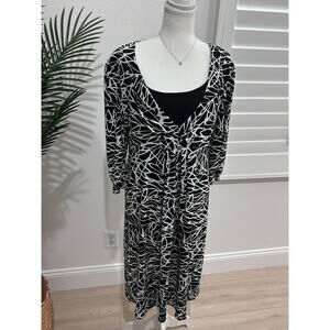 Style & Co, black and white abstract geometric dress Size L